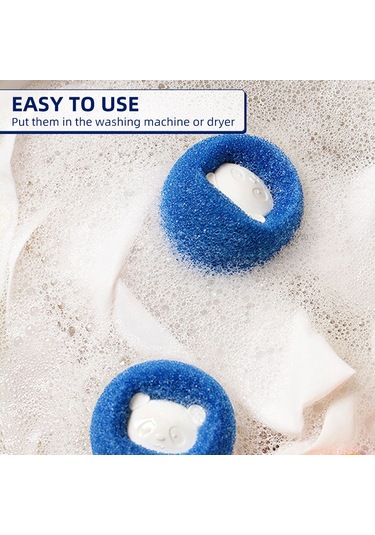 Monyee Evde Kullanıma Uygun 3'lü Paket Yıkama Topları: Saç Ve Toka Temizleyici, Giysi Koruyucu, Makine Bakımı Spreyi Mavi