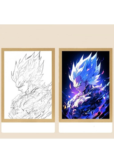 Anime Figürü Dragon Ball Işık Çerçevesi Led Gece Lambası Goku Vegeta 6 Çok Renkli