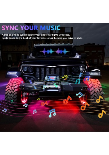 Lemestar 4 Adet Renkli Araç Led Işık Kiti - Müzik Senkronizasyonlu, Su Geçirmez, Uzaktan Kumandalı