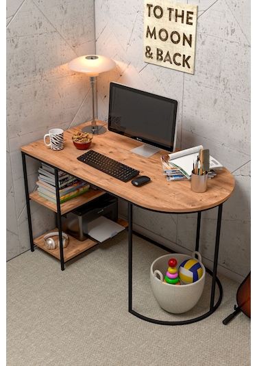 Çalışma Masası 125 Cm Bilgisayar Masası Çok Amaçlı Makyaj Masası Ofis Masası Yemek Masası Atlantik Kahverengi