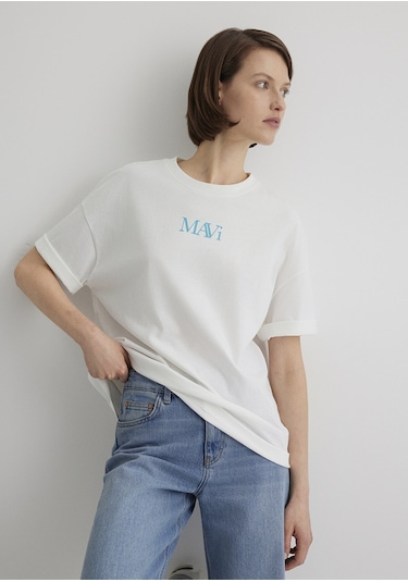 Mavi - Mavi Logo Baskılı Beyaz Tişört 1611593-70057 Beyaz