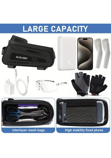 Willowhaven Black Qy626 Bisiklet Ön Çerçeve Çantası Dokunmatik Ekran Tpu Telefon Tutucu Haki