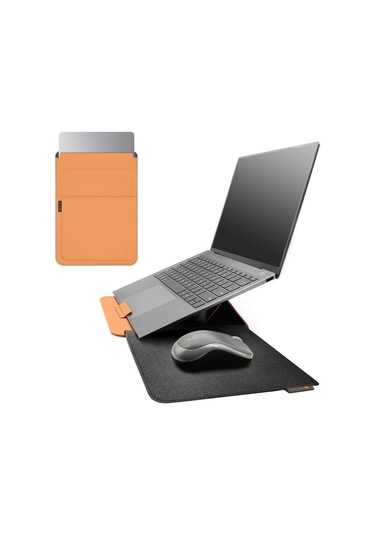 Novoo Rt13 4'ü 1 Arada Mousepad Özellikli & Kart Yuvalı Laptop Standı Ve Koruma Kılıfı Turuncu