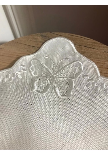 Nivemeshome Kelebek Beyaz Kare 6 Adet Keten Kokteyl Peçetesi Kahve Yanı Sunumluk Beyaz