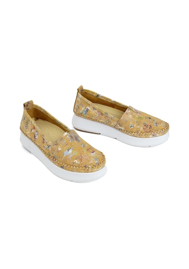 Elit Mn057c Kadın Hakiki Deri Espadril Sarı-sarı Sarı