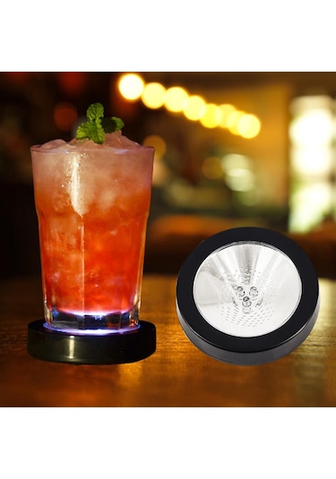 Suntek Işıklı Coaster Kokteyl Şişe Tabanı İçecekler Ev Usb Siyah