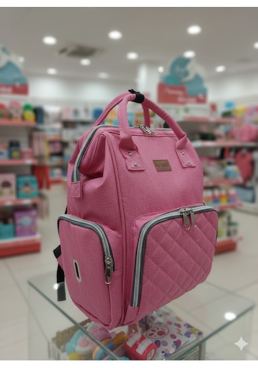 Newfull Anne Bebek Bakım Sırt Çantası-biberon Termos Gözlü Pembe