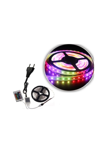 Rgb Şerit Led Kumanda Adaptör Tak Çalıştır 5 Metre Tek Çip Li