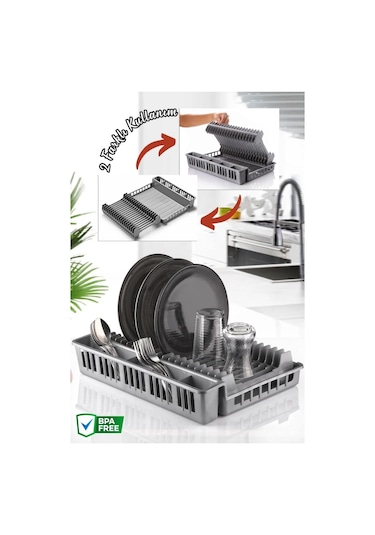 Tezgah Üstü Katlanır Bulaşıklık - Tabaklık - Kurutmalık Bulaşık Düzenleyicisi