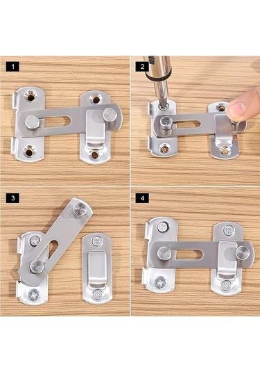 Cordial Paslanmaz Çelik Kapı Kilidi - Ağır Hizmet, 180 Derece Döner Sürgülü, Buton Kontrollü, Güç Gerektirmez, İç/dış Mekan Kullanımı, Dayanıklı