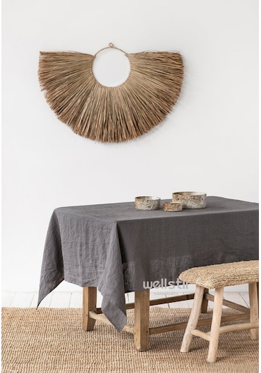 Wellstil Premium Keten Masa Örtüsü Gri