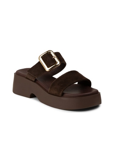Deery Kadın Hakiki Süet Kahverengi Platform Sandalet - L2506zkhvp01