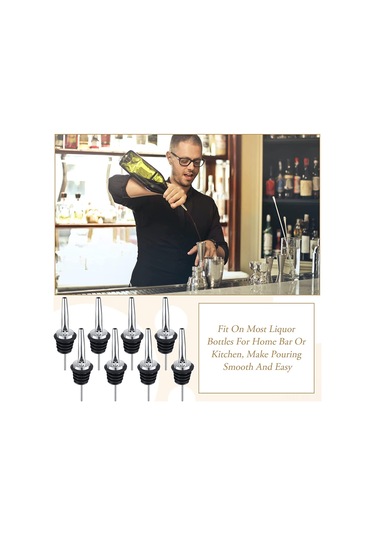 Xiyyadms Paslanmaz Çelik Sütunluk, Yağ/şarap/alkol Flaşları İçin Akışkan Dağıtıcı, Akıllı Tapağı, Pürüzsüz Satin Kaplama, 30mm Dış Çap Gümüş - Siyah