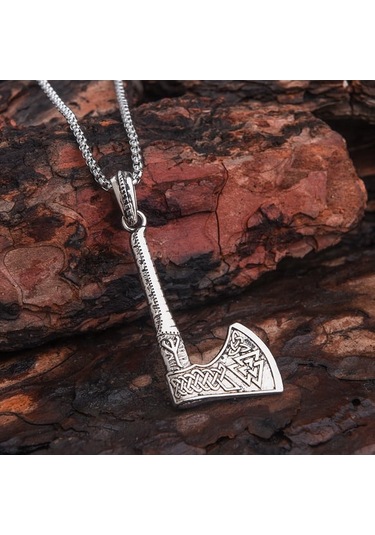 Viking Best Savaşçı Baltası Erkek Kolye Çelik İskandinav Takı