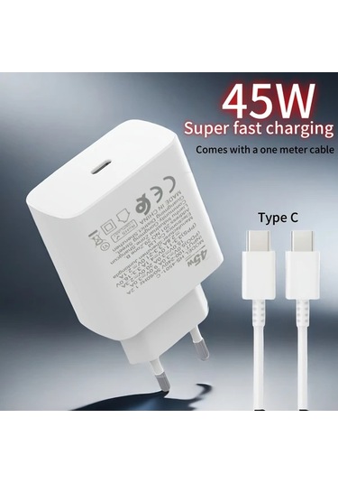 Honeybeeshop Siyah 45w Ultra Hızlı Şarj Cihazı Pd30 Usb C Fiş Ve 1m Cden Cy Şarj Kablosu 5a Seri İpdone Uyumlu 1516 Serisi Cep Telefonları Uygun