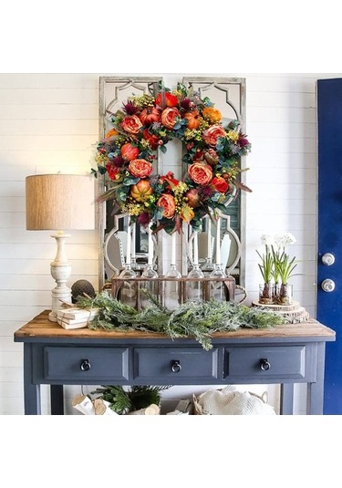 Xianwen Geeroyoo Sonbahar Kapı Süsü - Balkabağı Ve Çiçekli Şık