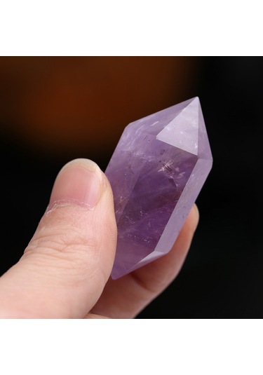Kangvka Doğal Mor Kristal İki Uçlu Prisma 4-5 Cm - Bitki, Akvaryum Dekorasyonu, Masaaj Ve Kuyumculuk Malzemesi