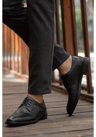 Daxtors D02018 Günlük Ortopedik Erkek Hakiki Deri Klasik Ayakkabı Siyah