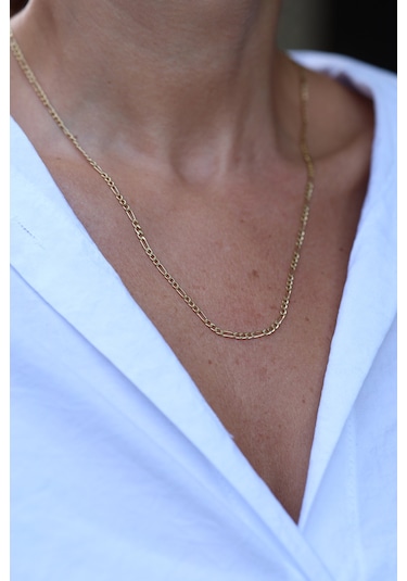 14 Ayar Altın Figaro Zincir Znc23437 Sarı Altın