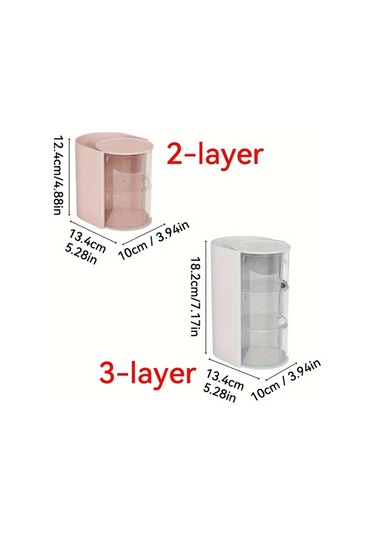 Dashanshop Pembe 2 Katlı Döner Pudru Süngeri Saklama Kutusu Makyaj Fırçası Organizer Pembe