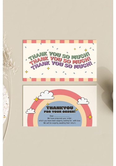 İngilizce Thank You Çift Yön Paketleme Teşekkür Kartı Pytktskk31