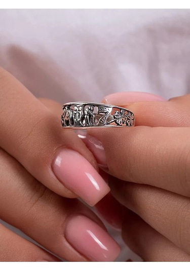 Lucente Şans Ve Mutluluk Yüzüğü 7 Sembol Gümüş 925 211859420 Gri