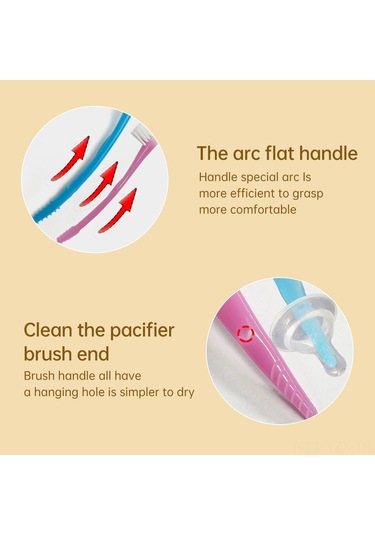 Yaozixa Yeni Bebek Biberon Temizleme Fırçası - Nilon Malzeme, Pembe Renk, 45x250mm Boyutlu Temizleyici