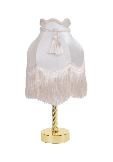 Ekru Renk Kadife Kumaş Kaplı Gold Ayak Vintage Abajur AB0350 Diğer