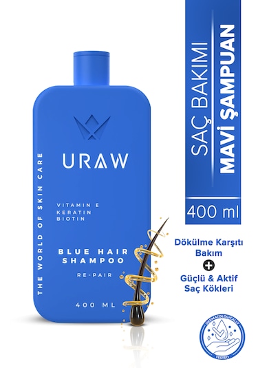 Uraw Biotin Ve Keratin İçeren Dökülme Karşıtı Mavi Şampuan 400 ML