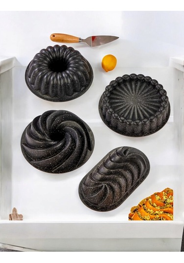 Doremcy Eda 4'lü Kek Kalıbı Seti Siyah Siyah