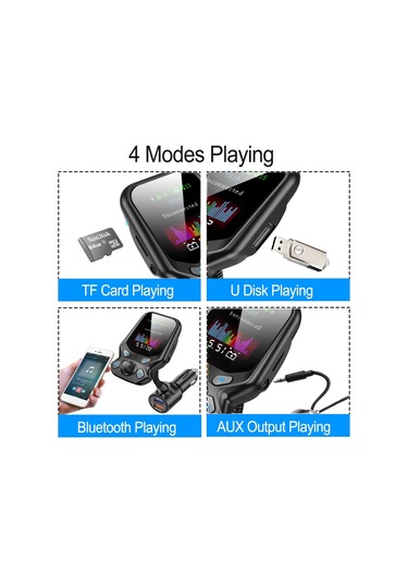 T819 Renkli Ekran Araba Bluetooth 5.0 Mp3 Fm Verici