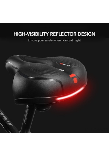 Symbee Geniş Ergonomik Bisiklet Jantası - Dayanıklı Pu Deri, Kalın Köpük Dolgulu, Çift Şok Emici, Havalandırıcı, Gece Görünürlüğü Işıklı - Sarı Sarı