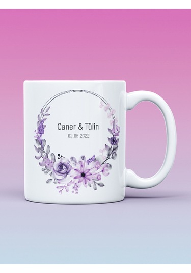 Kupa Bardak Çiçek Desenli Kişiye Özel Tasarım Isimli Kupa Bardak
