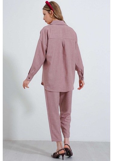 Gabria Keten Ön Düğmeli Takım Gül