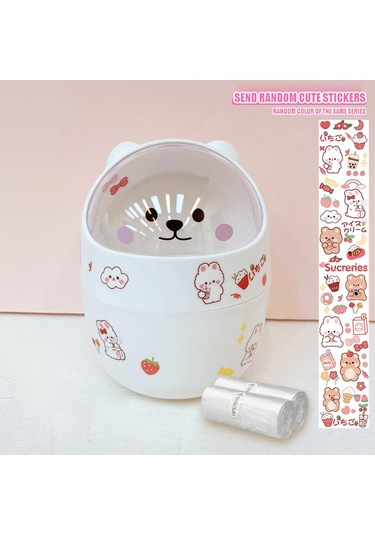 Suntek Mini Çöp Kutusu Ev Kalemlik Sepeti Minik Konteyner Beyaz Ayı Beyaz