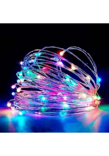 10 Metre Renkli Pilli Led Işık 10 Metre Renkli Led Işık Noel Ağacı Işığı Pilli Yılbaşı Ağacı Işığı Renkli
