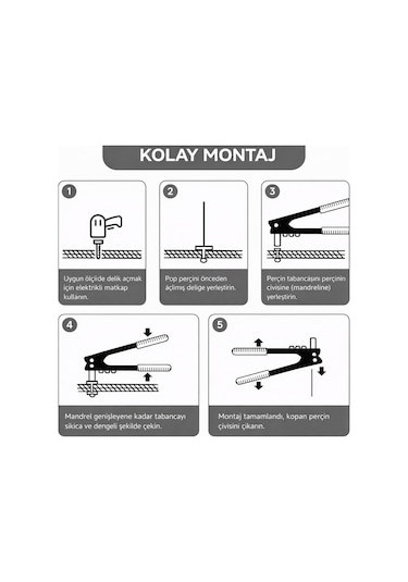 4x15 Alüminyum Pop Perçin 100 Adet Dayanıklı Kör Perçin 1