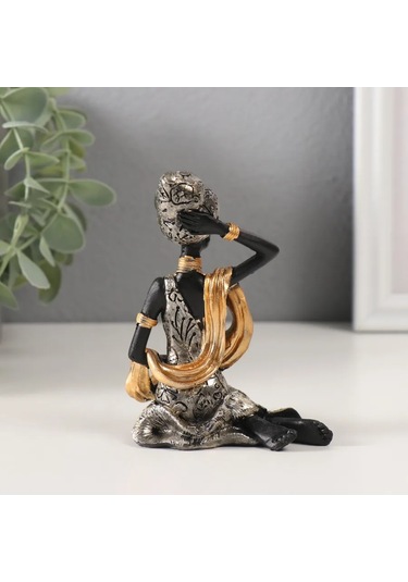 Simalend Afrika Kadın Çiçekli Elbiseli Heykel Hediyeliği 271600701