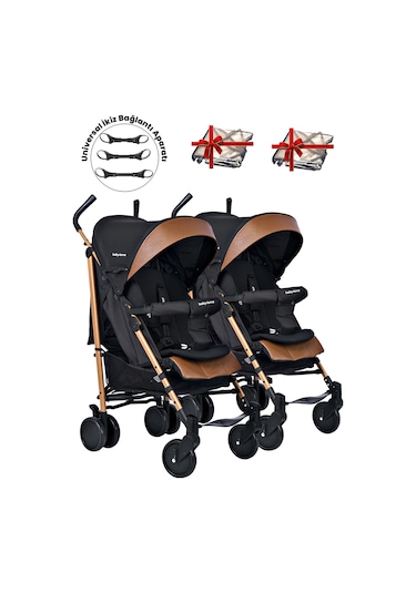 Baby Home 107 Ayrılıp Birleşebilen Baston İkiz Bebek Arabası