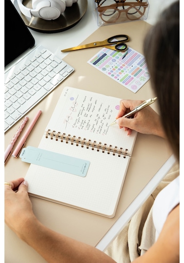 A5 Spiralli Sert Kapak Keten Kareli Tarihsiz Not Defteri Şeker Pembe Şeker Pembe