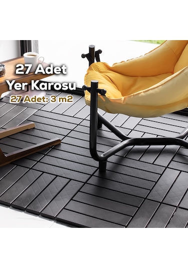 Porsima 1066 27li Bahçe Balkon Teras Zemin Döşemesi Karosu Antras