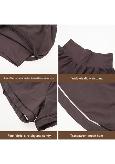 Wezone Kadınlar İçin 2 Si 1 Arada Nefes Alabilen Esnek Bel Spor Şortu, Koşu Ve Fitness İçin Hızlı Kuruma Özelliği Mor