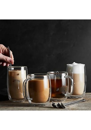 Çift Camlı Kulplu 2'li Espresso Bardak Seti, 134 Ml Acı Kahve