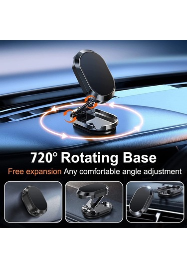 Tenfowee 360 Derece Dönebilen Katlanabilir Araç Manyetik Telefon Tutucu - Kolay Kurulum Ve Geniş Uyumluluk GÜMÜŞ