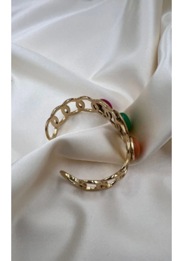 Bb Çelik Renkli Bilezik Kelepçe Yeşil