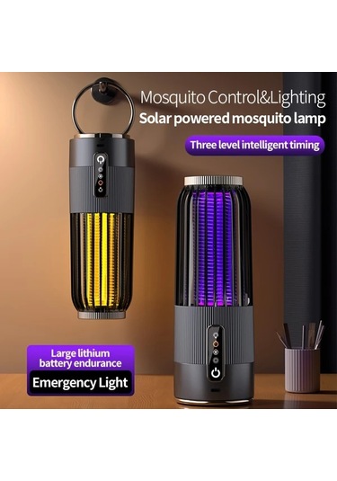 Motion003 Gri Ruizhe Sivrisinek Lambası 1200mah Usb Şarj Taşınabilir Elektrikli Öldürücü 3 Seviyeli Zamanlayıcı Gece Lambası