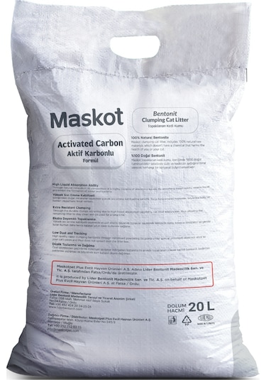 Maskot Aktif Karbonlu Kedi Kumu 20 L