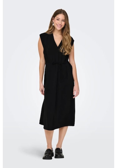 Jdy Kadın Jdydıvya Belden Bağlamalı Midi Elbise 15350728 Siyah Siyah