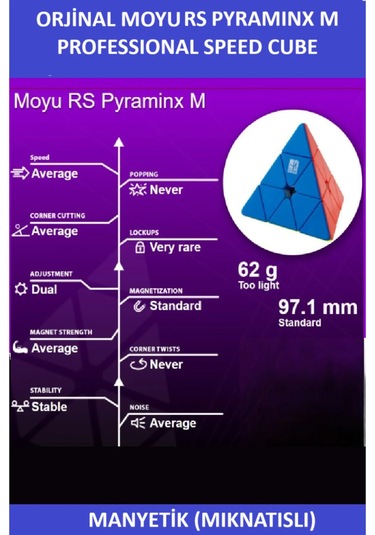 Moyu Rs Pyramınx Mıknatıslı Profesyonel Speed Cube-3x3 Zeka Küpü-sabır Küpü-wca Turnuva Küpü