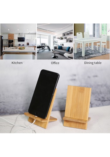 Kosona Doğal Ahşap Masa Telefon Tutucu - 4-8 İnç Telefonlar İçin, Video İzle Ve Konuşmak İçin Sabit Tutma, Kolay Montajlı